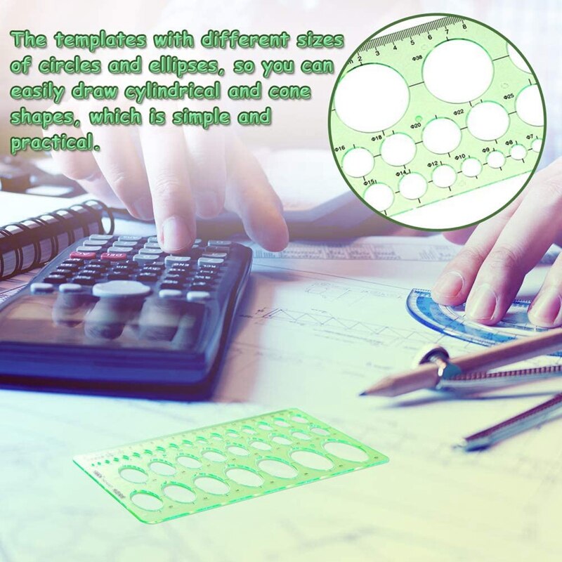 6 Pcs Drawings Templates Circle Oval Curve Template Stencils Plastic Rulers Measuring Tool for Office School
