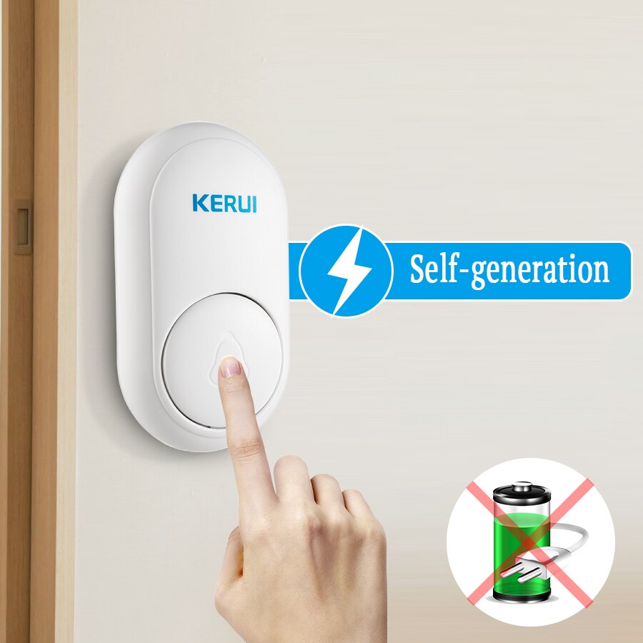 KERUI-timbre inalámbrico M518 para casa, Control remoto electrónico inteligente, con niveles de volumen ajustables, autogeneración