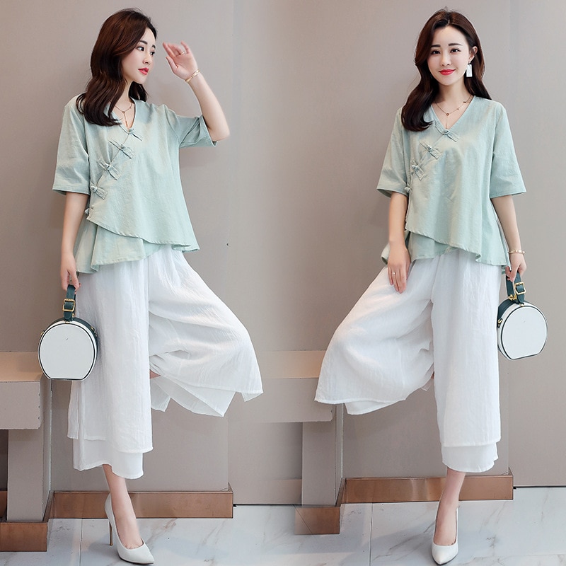Chinese Style Vintage Hanfu Traditional Clothing for Women Tang Suit Linen Shirts Tai Chi Uniform Breathable Blouse Clothes