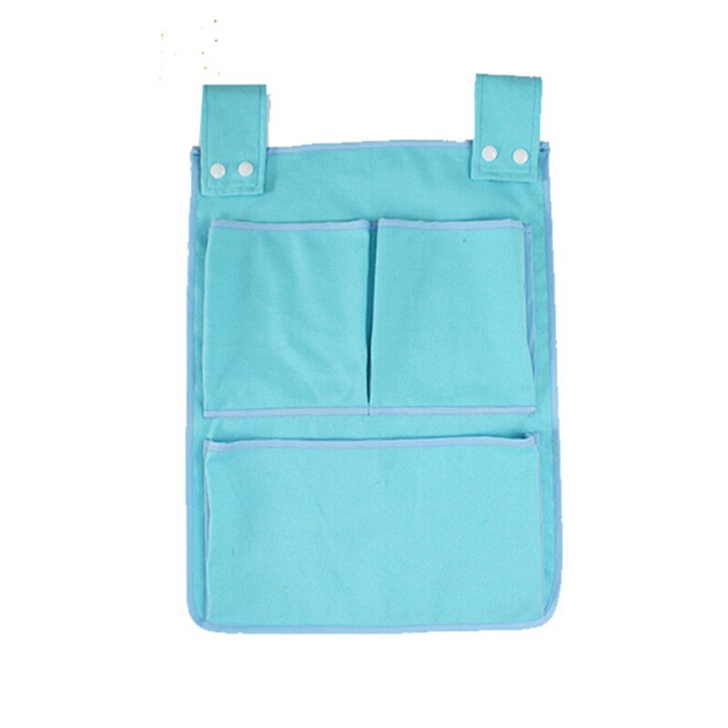 1pc multifunktions hængende opbevaringspose barneseng seng krybbe arrangør legetøj ble lomme til nyfødt lærred seng hængende taske: Blå