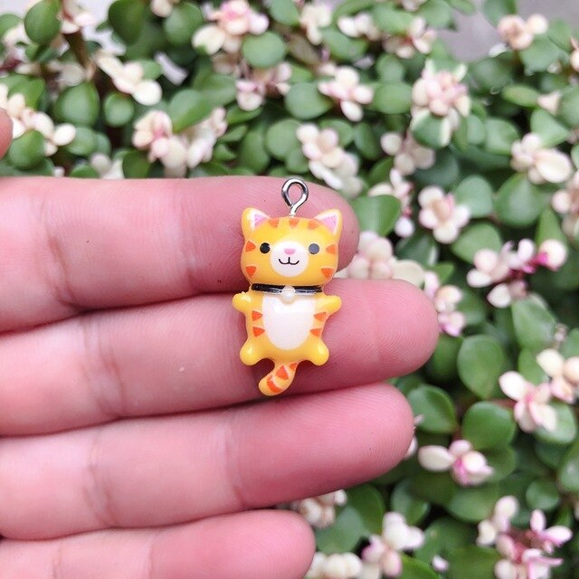 10pcs/pack Kawaii Cat Charms Pendants for Jewelry Making Animal Resin Charms Jewlery Findings DIY Craft