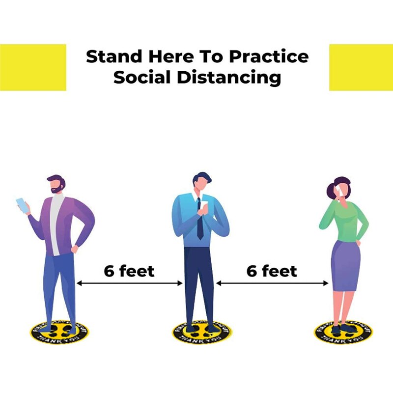 Floor Stickers Large Size 11Inch Maintain 6 Feet Distance Safety Floor Marker Public Places,Waterproof,10 Pack