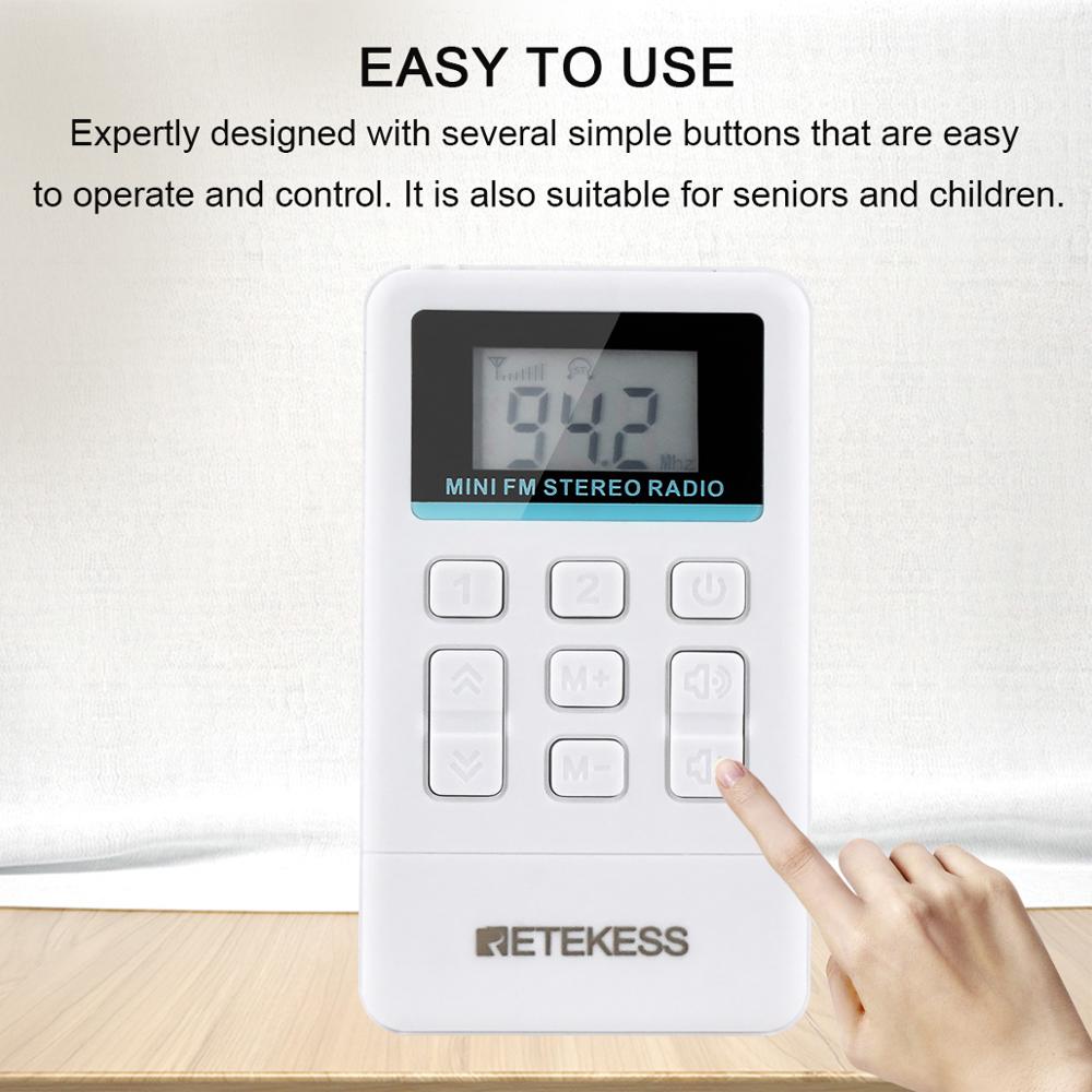 Retekess-radio FM portátil TR612, receptor de Radio de bolsillo con auricular de 3,5mm para reuniones grandes, interpretación simultánea