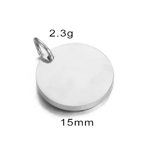 Étiquettes rondes polies en acier inoxydable, breloques 6mm/8mm/10mm/12mm/15mm pour la fabrication de bijoux à faire soi-même, , 10 pièces/lot: Zinc blanc bleu plaqué