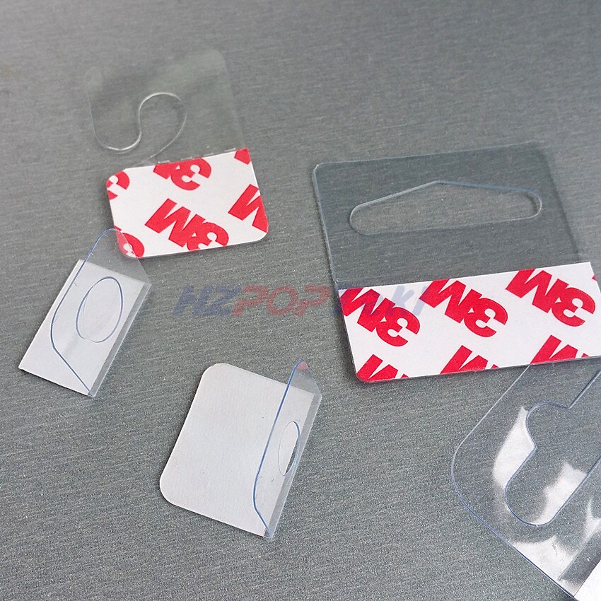 Plastic Pvc Pet Hang Opknoping Tab Haken Op Merchandise Pakket Box Tas Hangers Peghooks Display J-haak Zelfklevende stijl 400 Pcs