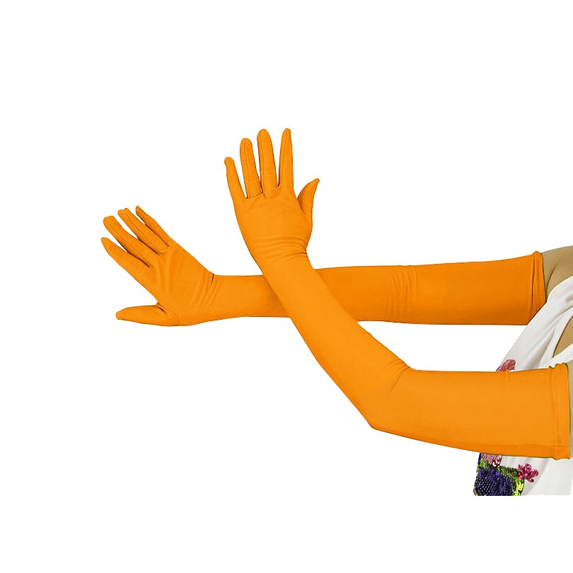 Ensnovo Adult Over Elbow 20 inch Stretchy Long Spandex Gloves Party Fancy Dressing Opera Cosplay Glove Sunscreen Gloves: Orange