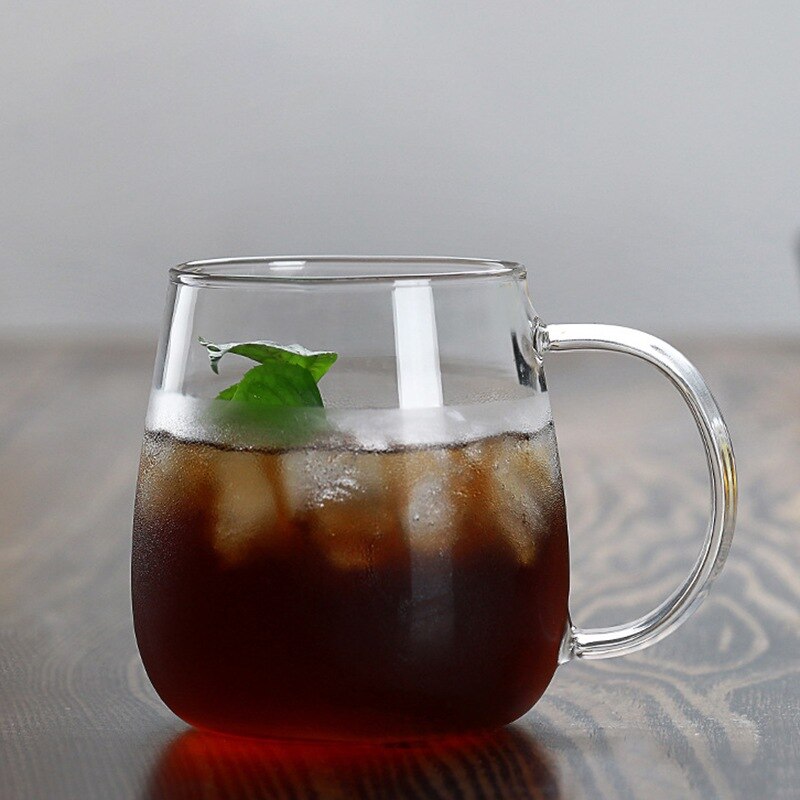 350ml Glass Water Cup Simple Home Glass Mushroom Cup With Cover Bring Coffee Cup Lake Green Mushroom Cup: E