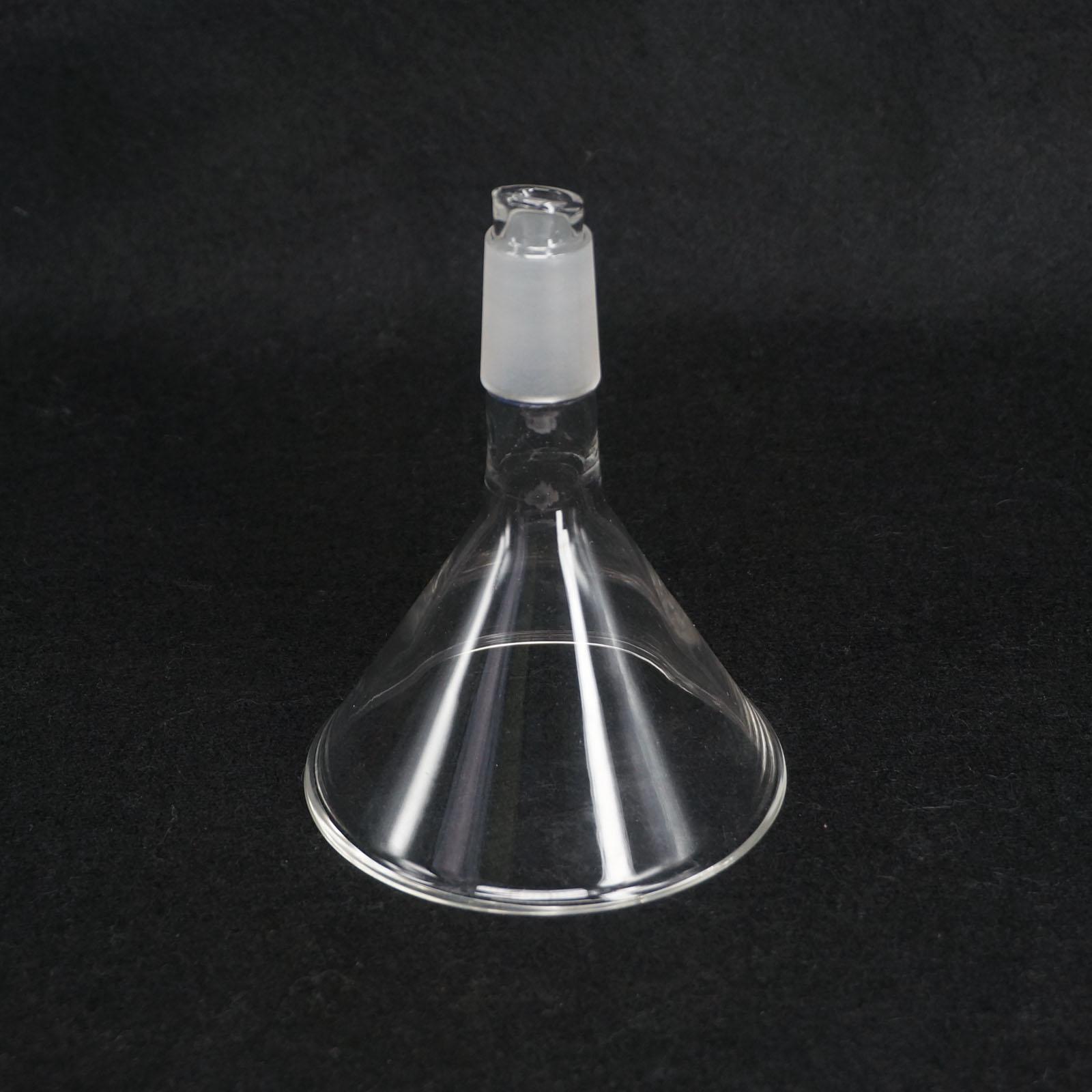 Embudo de laboratorio de vidrio cónico con junta de tierra de 100mm de diámetro 24/29, cristalería química