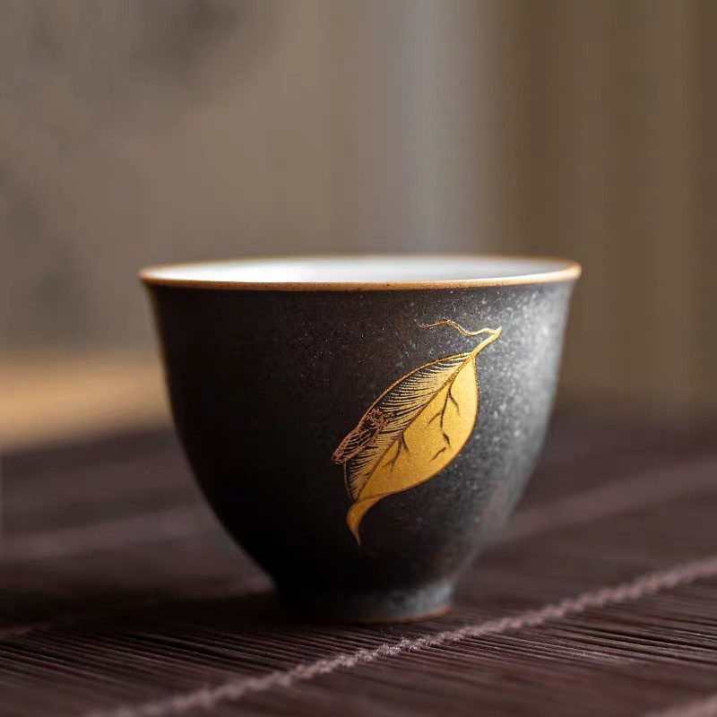 Keramisk gaiwan kontor tekop håndlavet kung fu terrin kinesisk te skål med låg og underkop vand krus te sæt drinkware: D