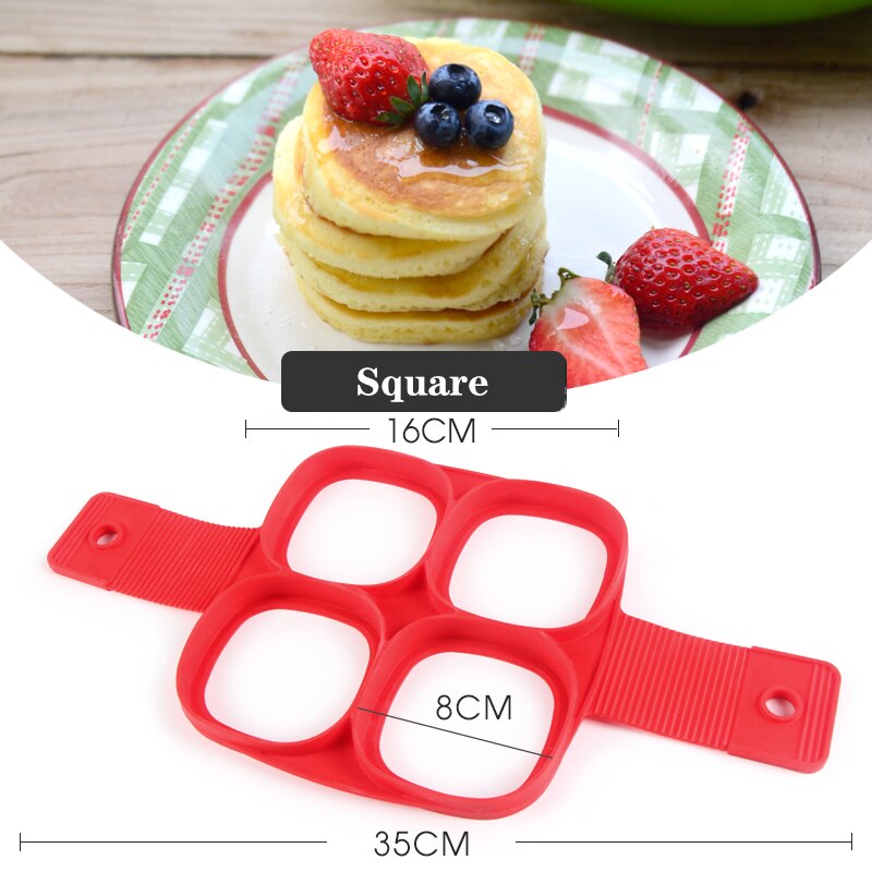 1Pcs Silicone Non Stick Fantastic Egg Pancake Maker Ring Kitchen Baking Omelet Moulds Flip cooker Egg Ring Mold: Four squares