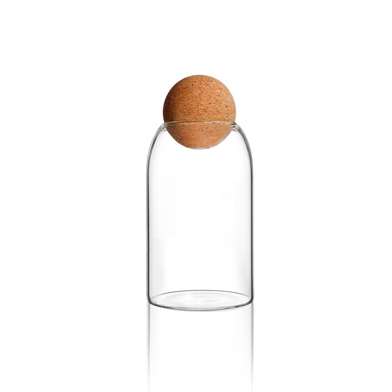 Boll kork glasflaska förvaring burk kaffebönor burkar torkad frukt diverse korn te burk kök glasburkar och lock