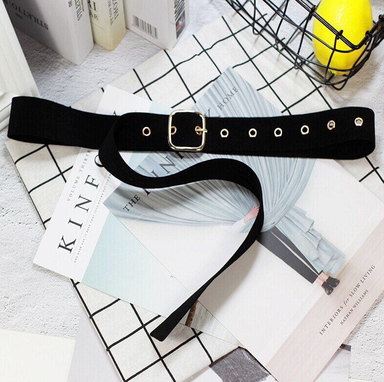 Female Wide Belt Dress Belts Decorate Waistband Retro Silver Metal Pin Buckle Soft Velvet Belt Women: E