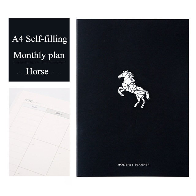 Organizer A4 Planner Notebook Tijdschriften Diy 365 Dagen Plan Note Boek Kawaii Wekelijkse Maandelijkse Schema Notepad Briefpapier: Horse