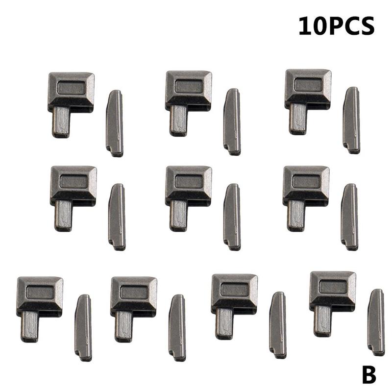 10 Sets Metall-Reißverschluss-Reparatursatz, Reißverschluss-Kopfschieber, Halter, Einfügungsstift, Reißverschluss-Stopp, Zubehör, Stecker zum Nähen, Taschenmantel: Black