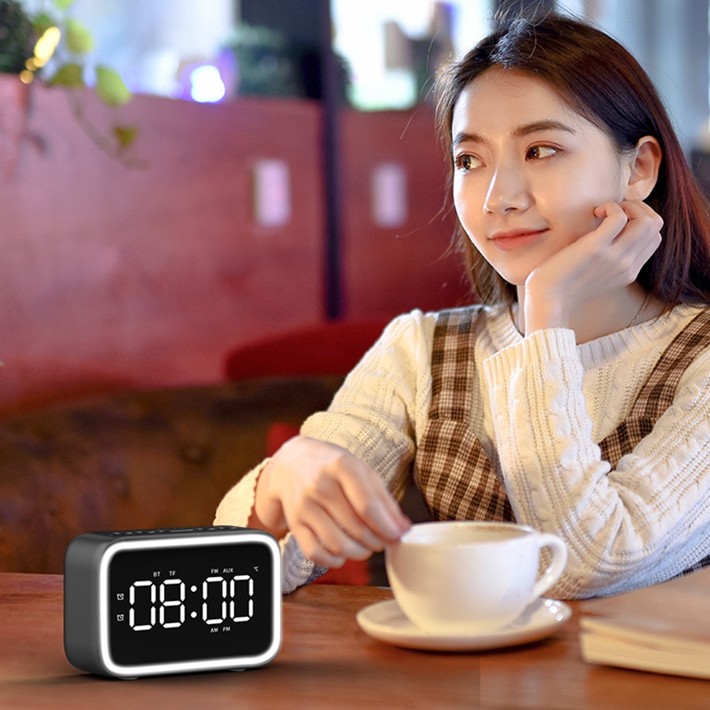 Digital Alarm Clock Radio with FM Radio, Bluetooth Speakers with Headphone Jack, Dual Alarms, 5 Level Brightness Dimmer, Adjusta