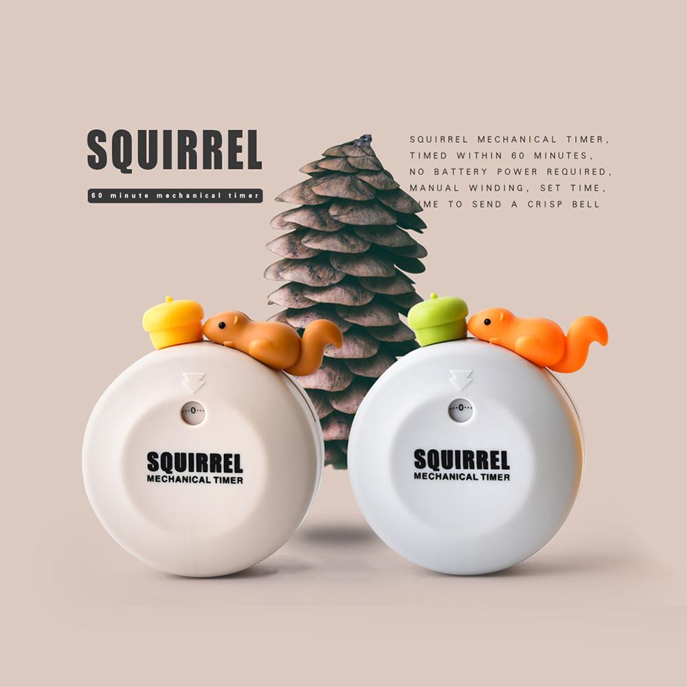 55 Minutes Kitchen Timers Magnet Cute Squirrel Practical Mechanical Timer Countdown Alarm Reminder Random Sent