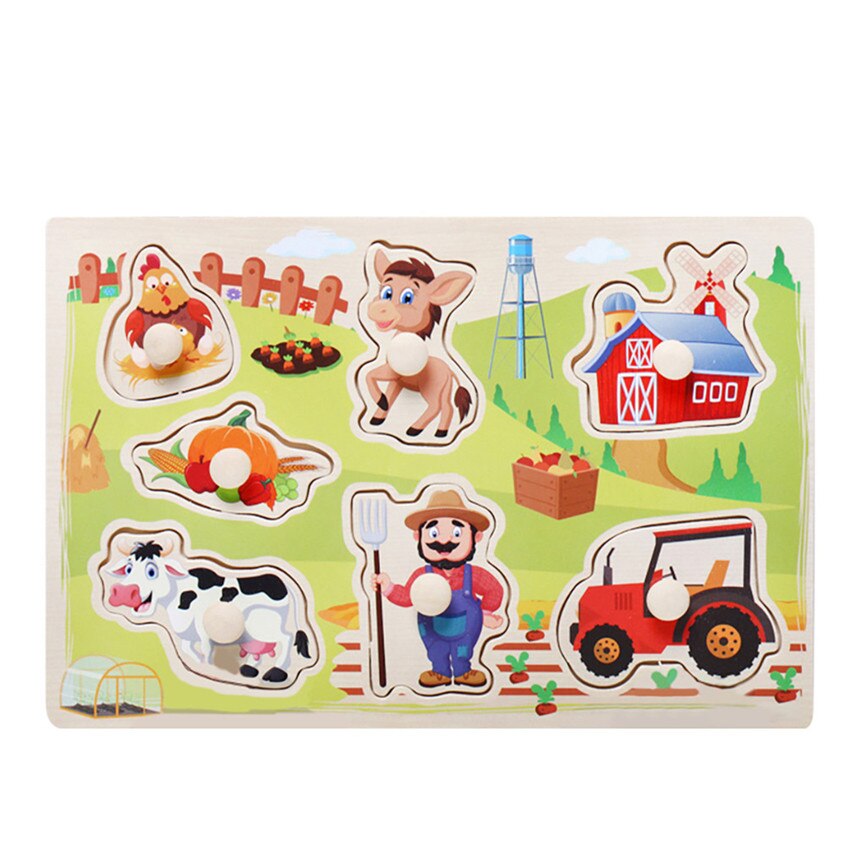 Kids Toys Children's Puzzle Grasp Board Puzzle Birthday Plaything Boy Girl Developmental Educational All Kinds Pattern Toy: E