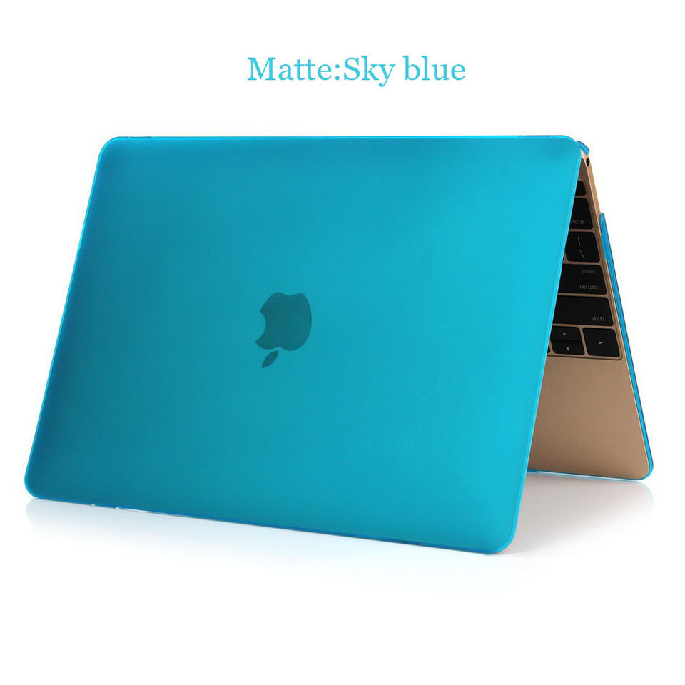 For Apple macbook 12 inch Model A1534, ZVRUA ULTRA THIN Matte / Crystal laptop Case + Transparent keyboard cover: Matte Sky blue