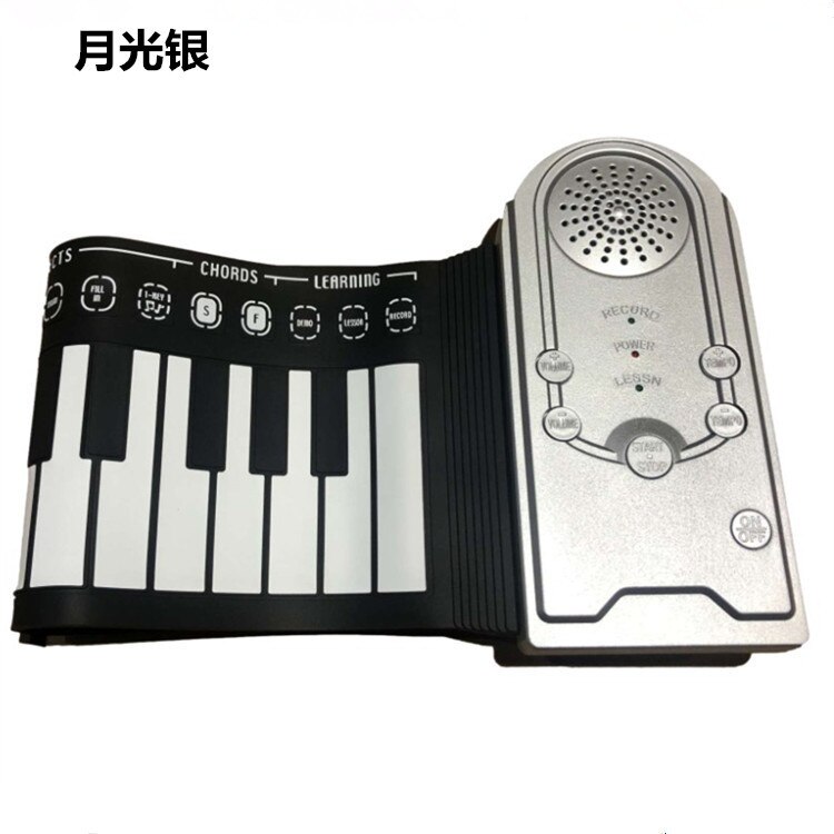 Piano enrollable portátil para amantes de la música, teclado electrónico plegable con USB, instrumentos, 49 teclas, accesorios para jugar, novedad: silver