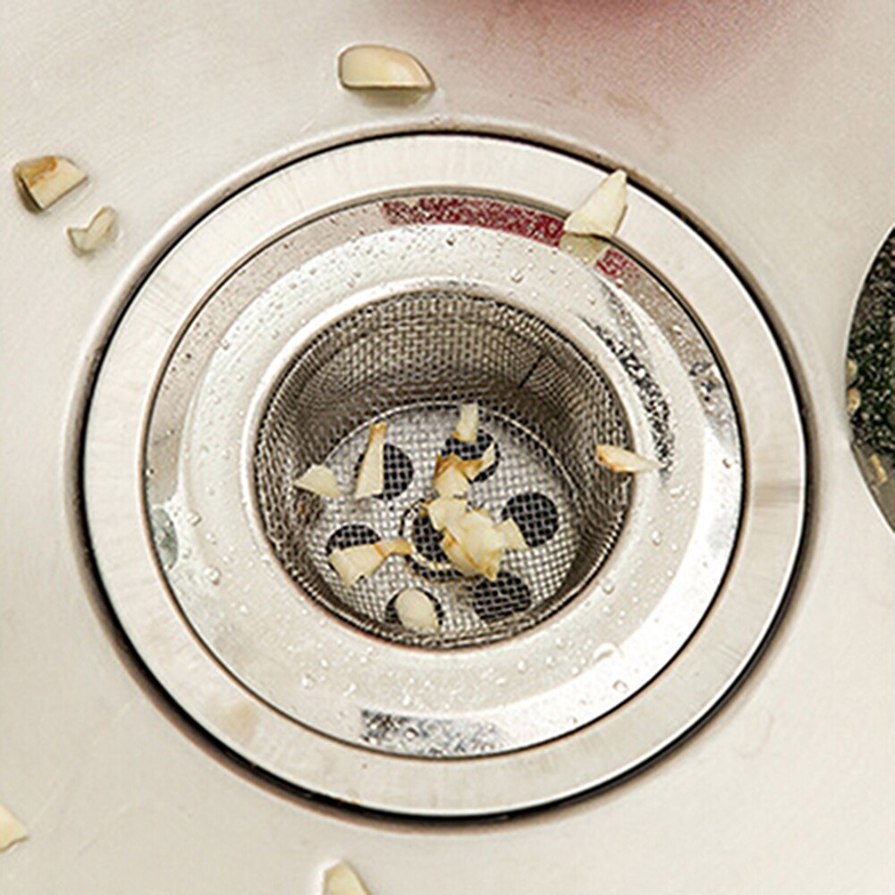 Stainless Steel Mesh Sink Strainer Trap Bath Hair Drain Hole Metal Flume Filter Bathroom Hair Catcher Drains Strainers Kitchen