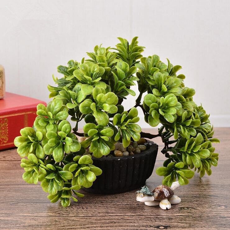 Cute 18 CM Green Small Bonsai Tree in Pot Artificial Plant Decoration for Office/Home Table Decor