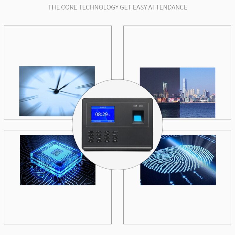 -Biometric Fingerprint Attendance Machine TFT LCD Display USB Fingerprint Attendance System Time Clock Employee Checking-In R