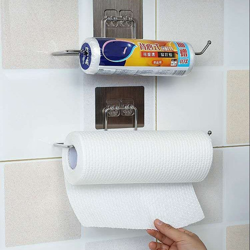 Soporte de papel higiénico para el baño, soporte de almacenamiento de 1/2 piezas, gancho de pared para cocina, organizador del hogar, accesorios de baño