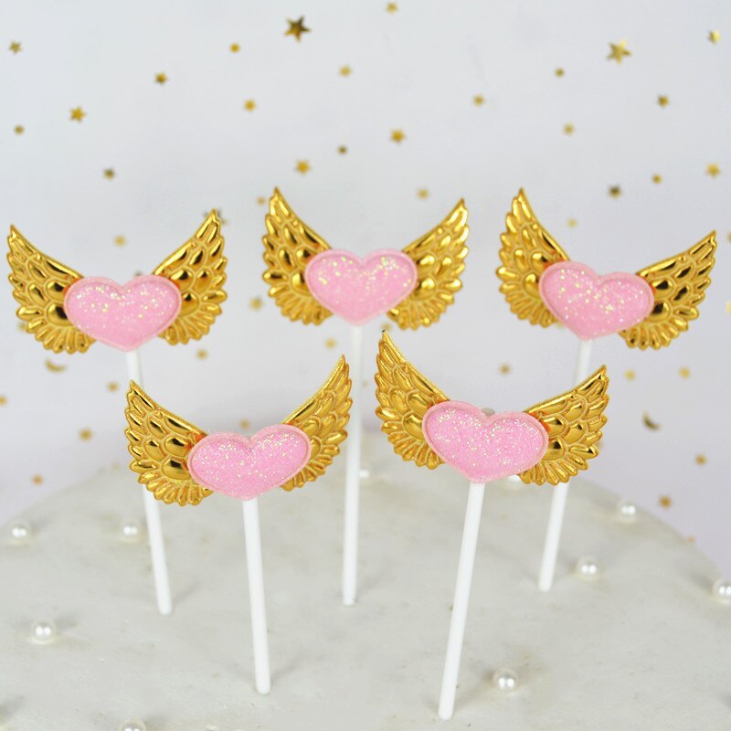 Alas de Ángel Topper de la torta de Magdalena DIY superior banderas pastel inserción decoraciones para el Día de San Valentín boda cumpleaños de accesorios