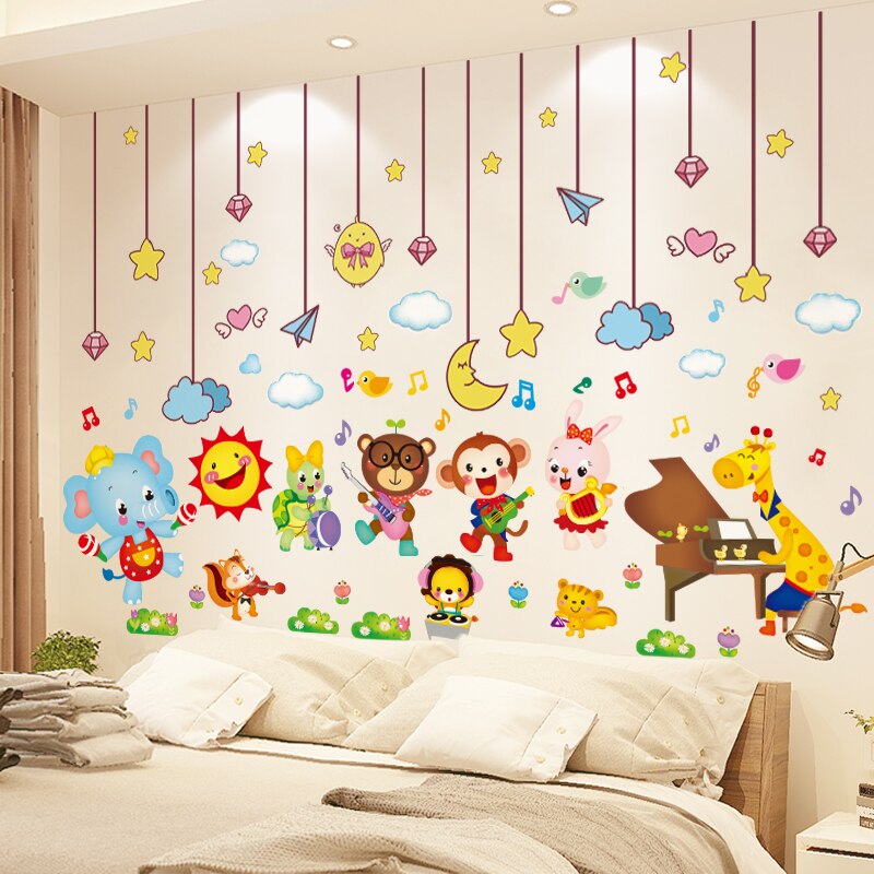 [Shijuekongjian] Stars Wolken Hangings Muurstickers Diy Dieren Muurstickers Voor Kinderen Slaapkamer Babykamer Nursery Woondecoratie