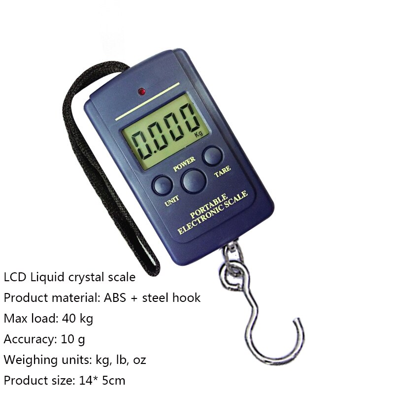 40kg/100g LCD Digital Electronic Scale Luggage Scale Portable Travel Suitcase Bag Hanging Scale Weight Balance Handheld: Red