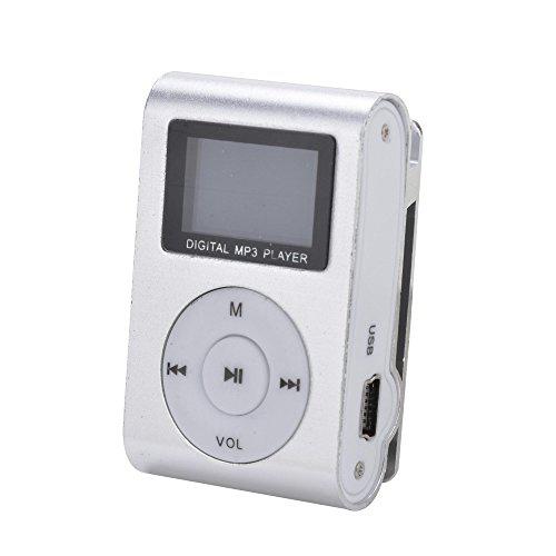 BEESCLOVER Silver Mini MP3 Player Clip USB FM Radio LCD Screen Support for 32GB Micro SD 3.5mm r60: Default Title