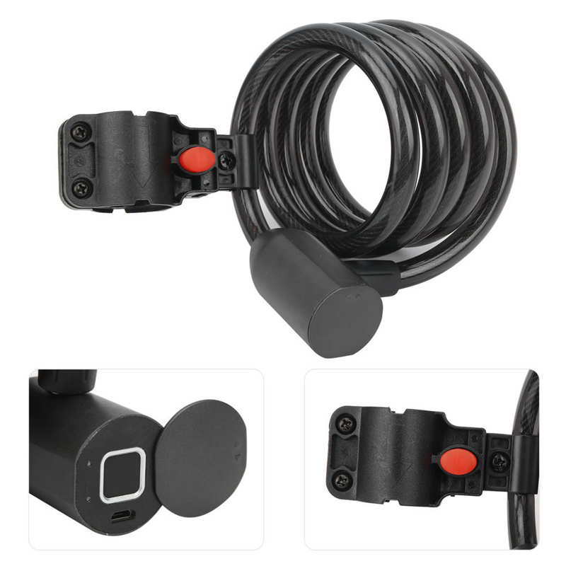 Nieuw Laptop Veiligheid Stalen Touw Vingerafdruk Slot Voor Fiets Motorfiets Outdoor Waterdicht Hydraulische Weerstand Verdikte