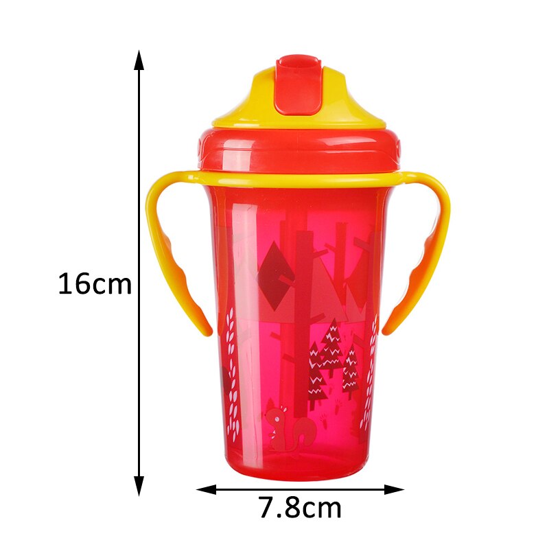 freundlicher Sippy Tasse Baby Trinken Lernen Tassen Mit Griff PP/Silikon Dicht draussen Tragbare Baby Wasser Flaschen Mit Stroh: verrotten