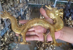Aziatische Antiek Messing Metalen Ambachten Chinese Draak,