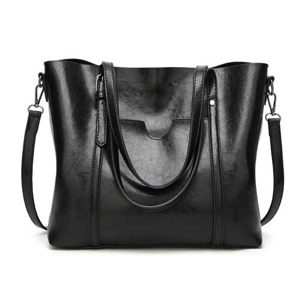 HJPHOEBAG nouvelle femmes sac à bandoulière sac à bandoulière huile cire cuir dames sac à main fourre-tout sac à bandoulière sacs pour femmes YC005: black
