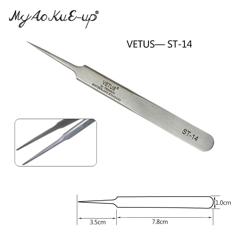 Anti-Statische St Vetus Pincet 1 Pcs Originele Pincet Voor Wimper Extensions Rvs ST-10/11/12 /13/14/15/16/17 Pincet: ST-14