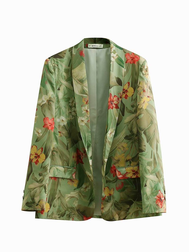 Women Pant Suits Spring Floral Prints Clothing Modern Lady's Casual Blaze and Mid-Calf Pants