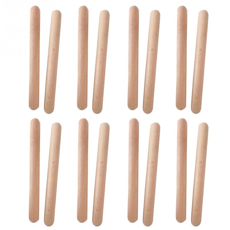 8Pairs Orff Home School Claves Natural Hardwood Instrument Accessories Beginner Musical Rhythm Sticks Classical Home Classroom