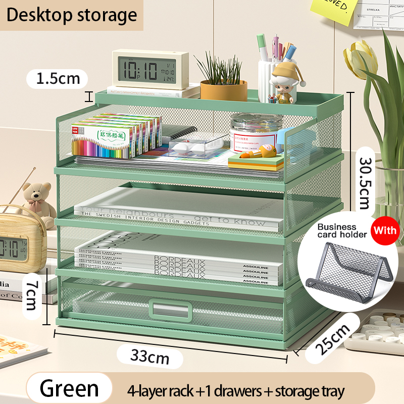 Organisateur de bureau tiroir coulissant, porte-fichiers de trieur de papier multifonctionnel pour le bureau et l'école à domicile: Kaki