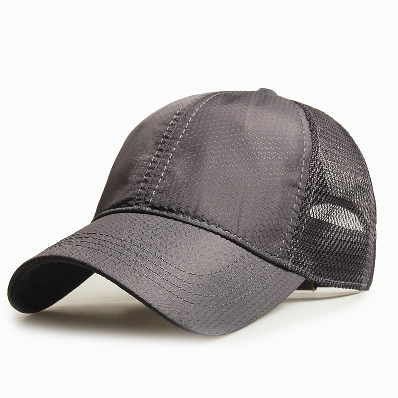 2022 masculino verão legal malha sol boné grande cabeça homem mais tamanho boné de beisebol 55-60cm 60-65cm: Cinza escuro / 55-60cm