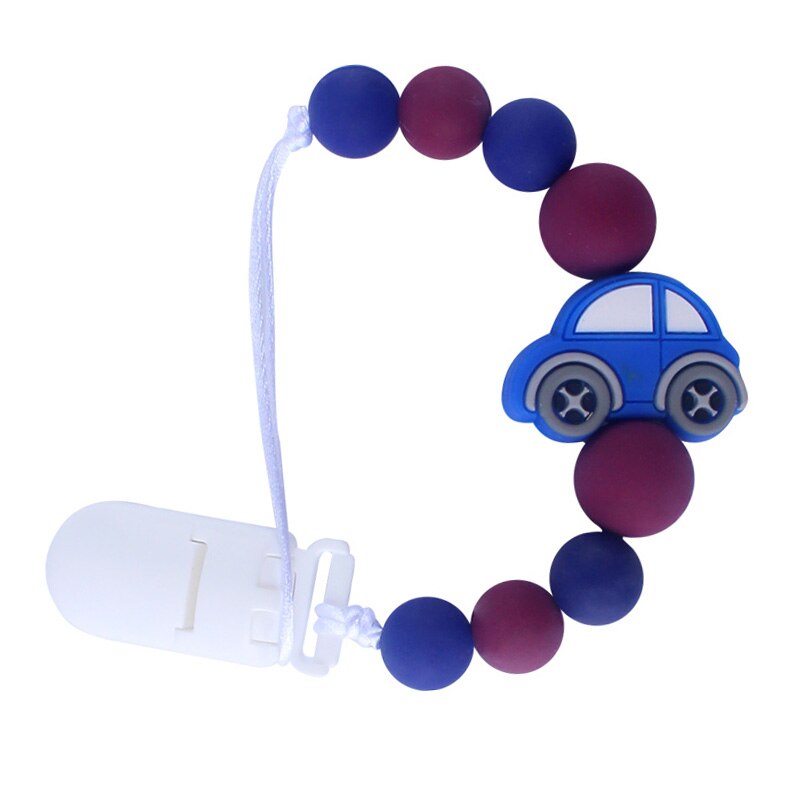 Baby Molars Silicone Beads Pacifier Clip Chain Silicone Car Teether Anti-lost Chain Baby Teether: Deep Blue