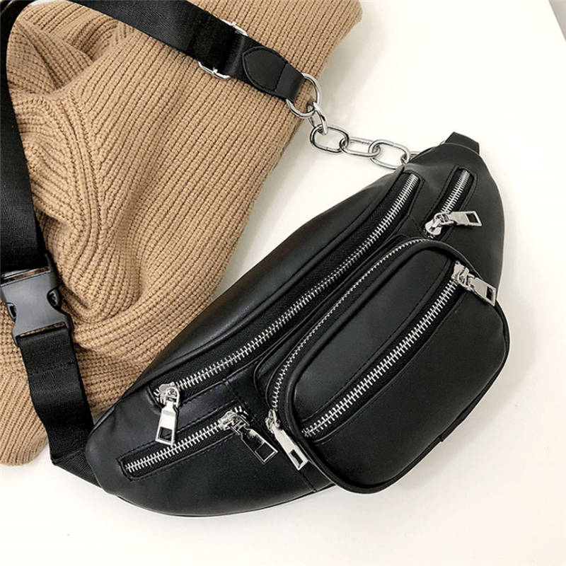 Black Faux Leather Taille Zak Mobiele Telefoon Heuptas Fanny Pack Bum Bag Voor Vrouwen Mannen