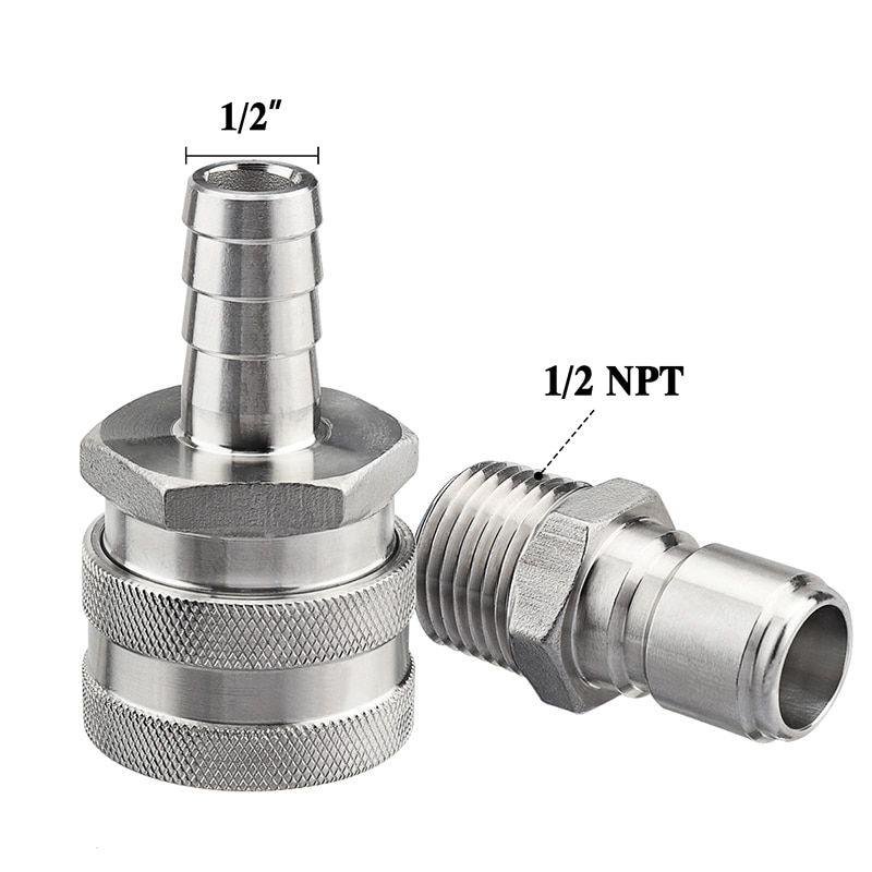 Stainless Female Quick Disconnect Set,1/2"barb and 1/2"NPT Fitting beer homebrew Female Quick Disconnect And Retail