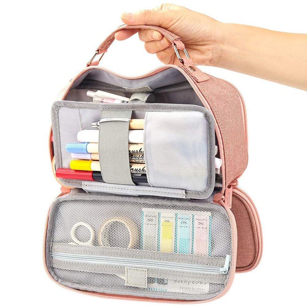 Schule Bleistift Fall für Kinder Große Leinwand Bleistifte Tasche Nette Nette Bleistift Box Doppel Layered Pencilcase Tasche Schule Student Lieferungen