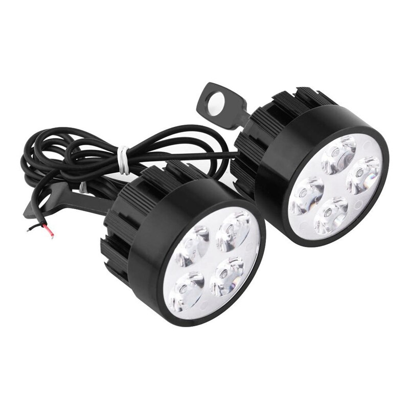 2 Pcs 12V 24W Motorrad Scheinwerfer Led Scheinwerfer, 4 LEDs Universal Motorrad Fahren Scheinwerfer-Schwarz