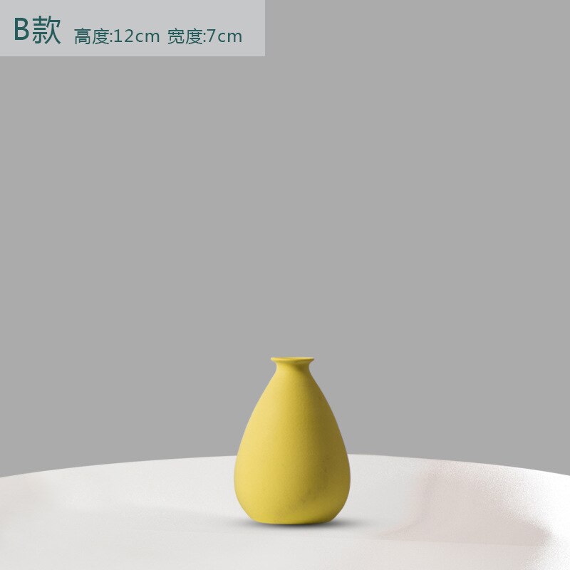 Nordic Style Ins Jingdezhen Ceramic Vase Flower Arrangement Dried Flower Simple Hydroponic Flower Device Living Room: yellow B