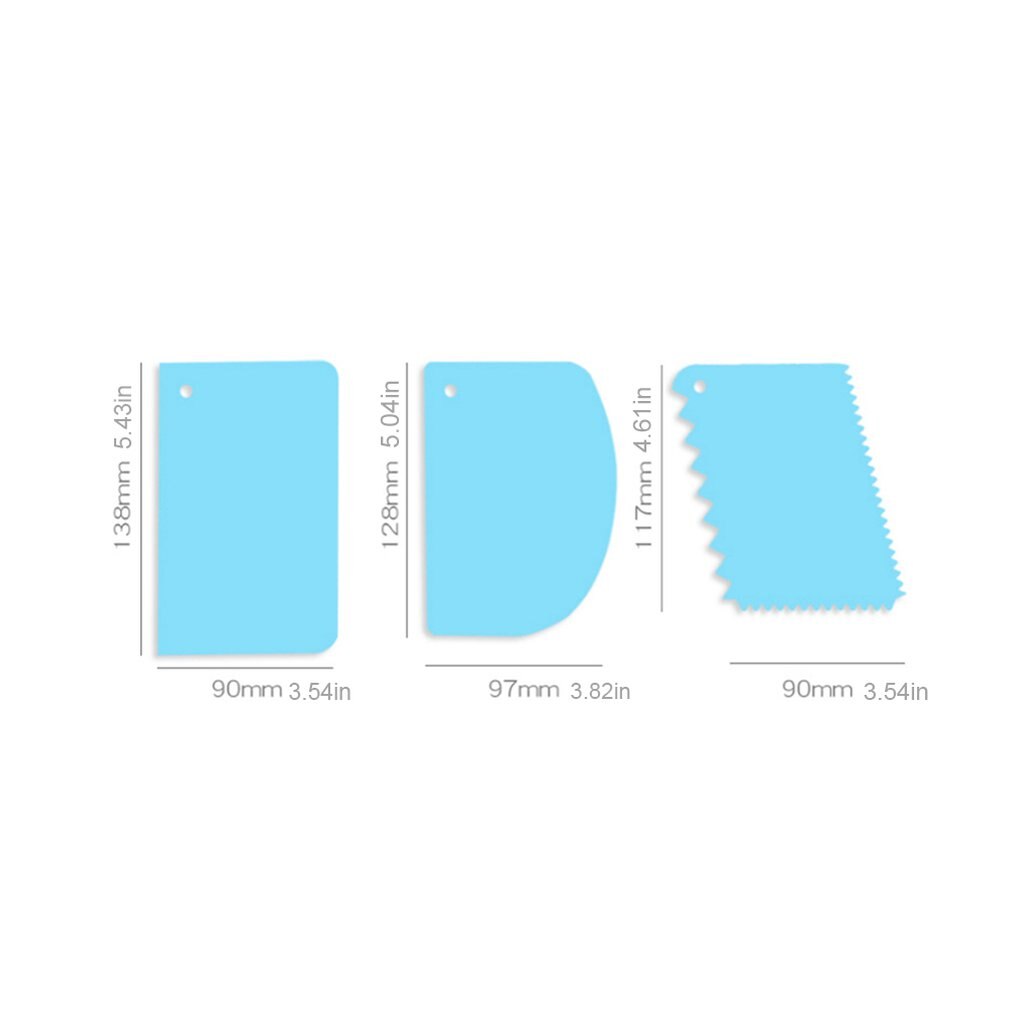 3pcs Colour Butter Scraper Pastry Butter Cake Cookie Scraper Cutter Bake Cream Decor DIY Plastic Kitchen Tool