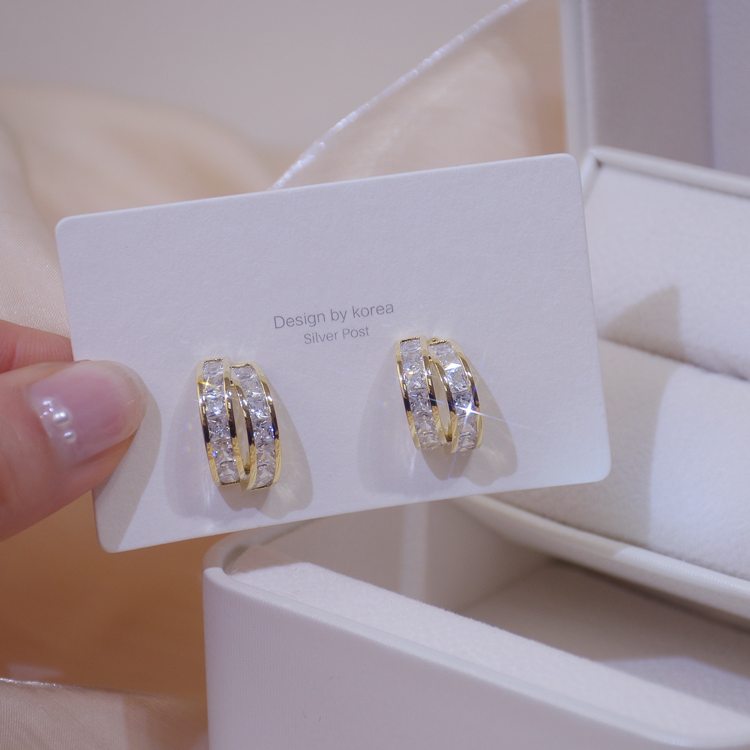 Boucles d'oreilles élégantes en or véritable 14K pour femmes, bijoux délicats en Zircon cubique AAA, Style Simple: Default Title