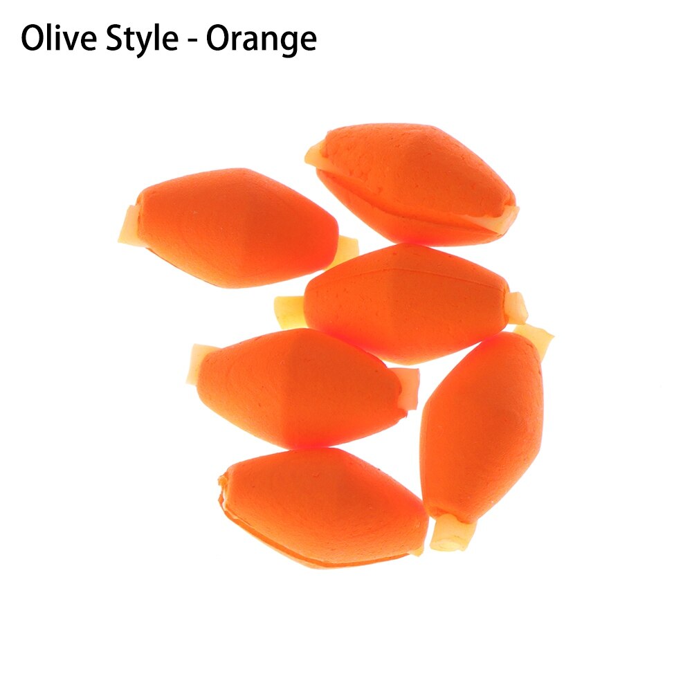 6 stk/sett snap-on fluefiske bobbers flytebøye streik indikator oval fiske flyter perler karpe fiske tilbehør: Oliven stil - oransje