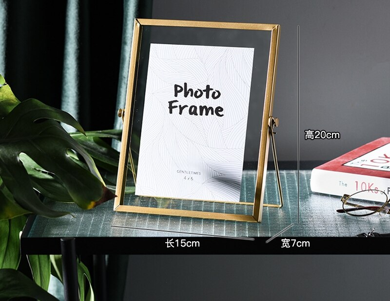 Cadre Photo géométrique en fer forgé, accessoires décoratifs créatifs pour la maison: Gold 6 inch